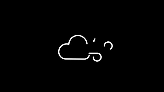 Animated natural weather and sky weather conditions icon ,Strong wind and cloud thin line icon