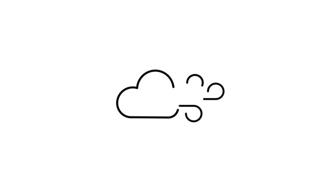 Animated natural weather and sky weather conditions icon ,Strong wind and cloud thin line icon