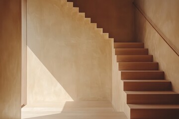 Minimalist Japandi Stairway with Light Wood Steps and Simple Railing in Modern Design