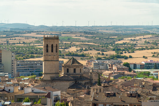 Panoramic view, Tarrega village with the cathedral on background, in Catalu&ntilde;a (Spain)