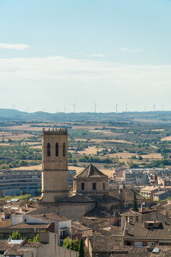 Panoramic view, Tarrega village with the cathedral on background, in Catalu&ntilde;a (Spain)