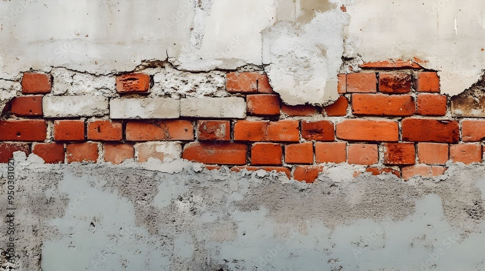 Poster partially constructed wall with a combination of red bricks and lightweight blocks highlighting the 