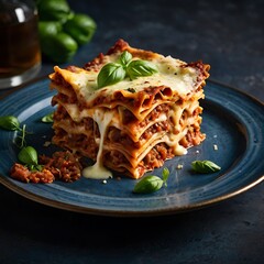 Delicious Lasagna Bolognese, featuring layers of tender pasta, rich tomato sauce, savory ground beef, and melted cheese