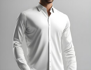 Plane White Collard Shirt On Empty Background	
