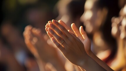 Clapping Hands: Hands clapping with a blurred audience in the background.
