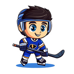 vector character hockey player on white background .Generative AI