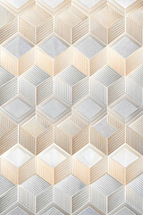 Fototapeta premium Geometric Marble Tile Pattern: Abstract, minimalist, and sophisticated, this seamless pattern features a captivating interplay of 3D cubes in soft, calming hues of beige and gray. Perfect for modern d
