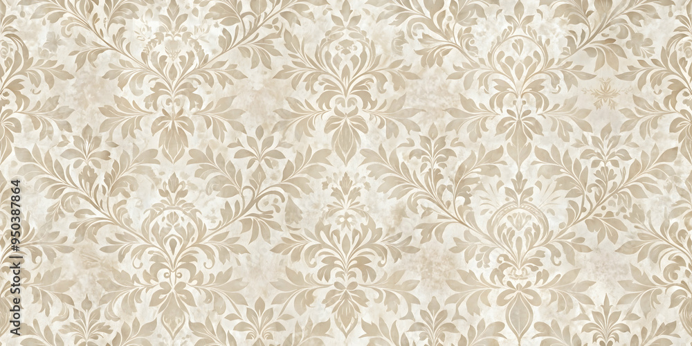 Poster Beige Damask Pattern Background: A delicate, vintage-inspired damask pattern in soft beige tones creates a classic, elegant background for your design projects. Perfect for adding a touch of sophistic