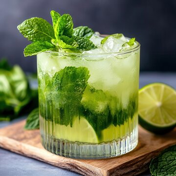 Mojito from Cuba in a cocktail glass, mojito, Cuba, cocktail