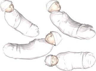 Vector sketch illustration design of cute cute newborn baby with thick blanket 