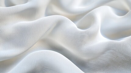Macro fabric fiber, Close-up of White Cloth or woven textile Fiber, 3d illustration