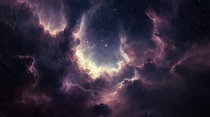 Obraz premium Celestial Echoes: Mystical nebula with soft light reflections and distant stars, creating a dreamy, cosmic landscape.