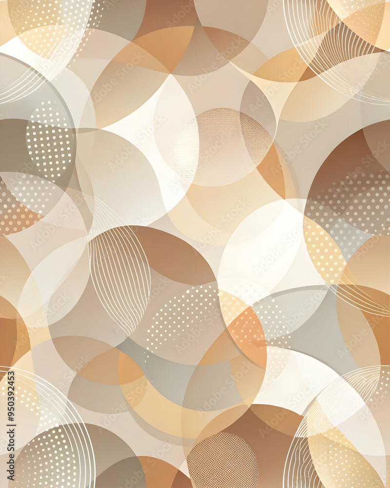 Poster abstract circle pattern in earthy tones: a captivating seamless pattern of overlapping circles in mu