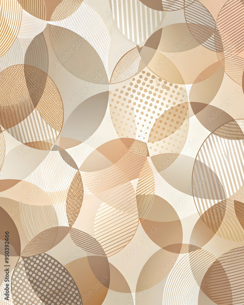 Poster abstract circle pattern in earthy tones: a captivating seamless pattern of overlapping circles in mu