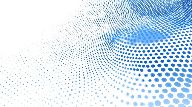 Abstract halftone pattern vector design in light blue dots, with blue dots in circular shapes, perfect for wallpaper or digital art 