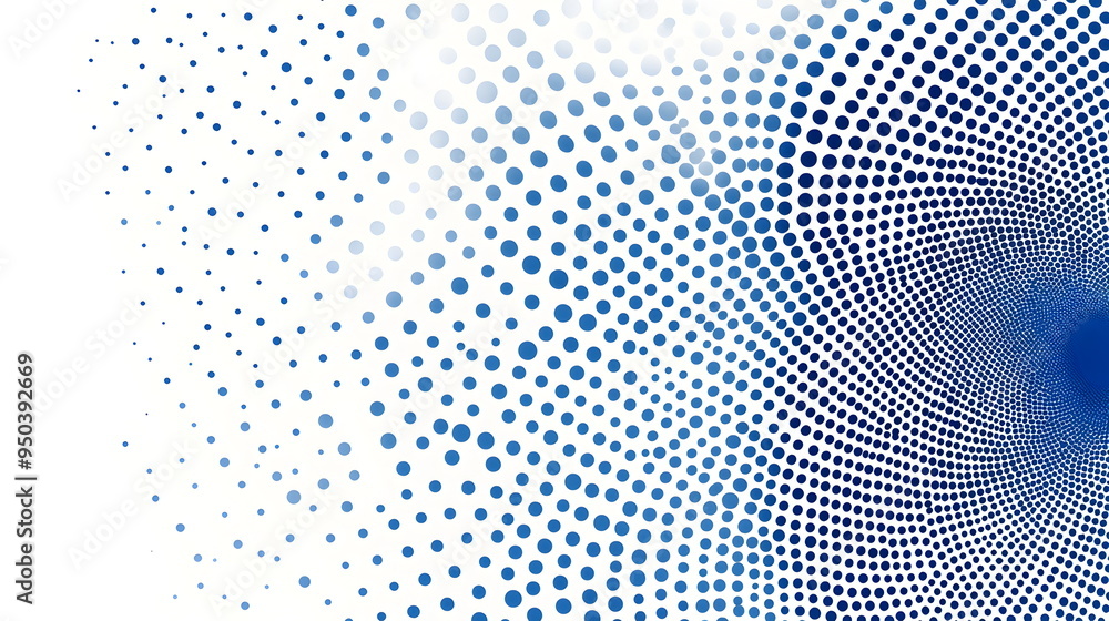 Poster abstract halftone pattern vector design in light blue dots, with blue dots in circular shapes, perfe