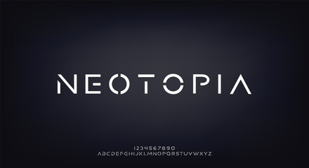 Modern abstract digital tech font. Logo creative font, type, technology, movie, digital, music, movie. Font and illustration in vector format.