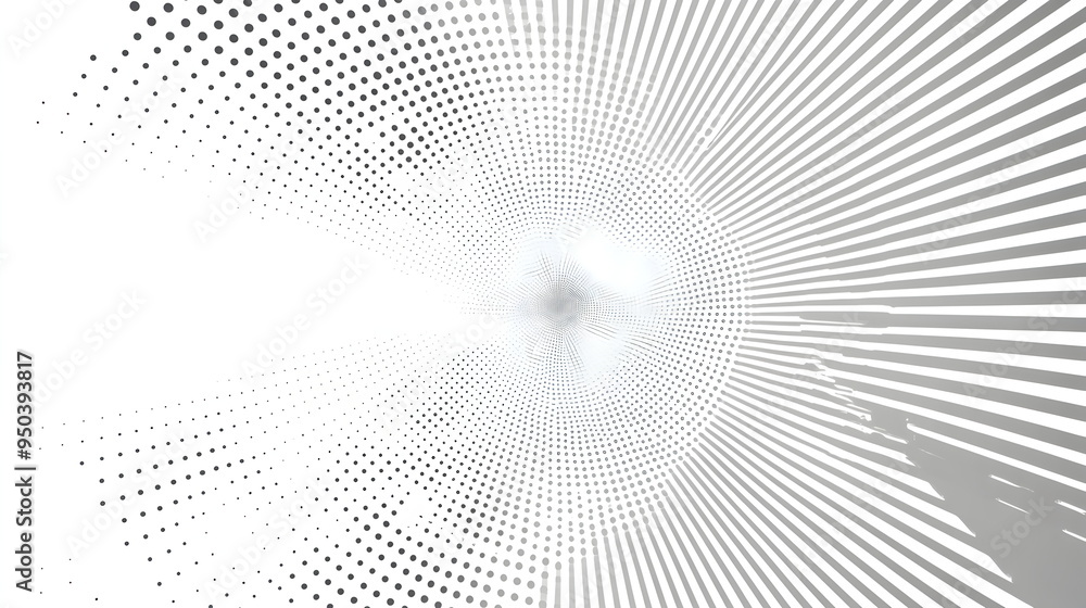 Poster abstract halftone pattern vector design in light gray dots, with gray dots in circular shapes, perfe