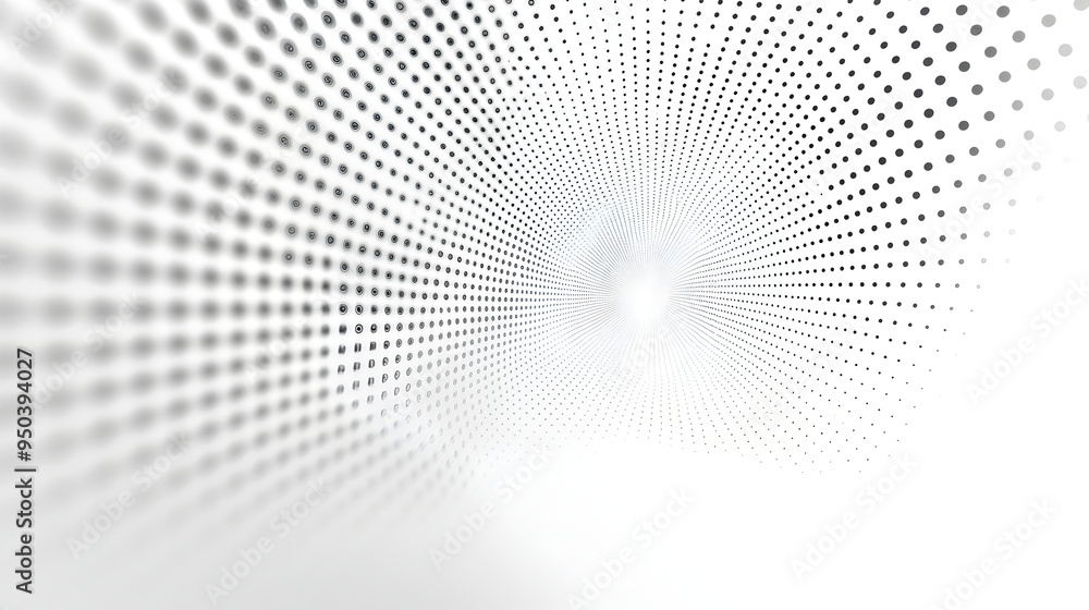 Poster abstract halftone pattern vector design in light gray dots, with gray dots in circular shapes, perfe