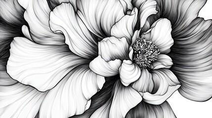 Fototapeta premium Black and White Hand-Drawn Floral Illustration