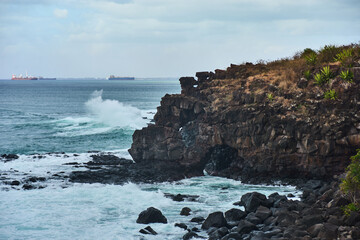 Coastline rock formations on the west part of Mauritius island, Albion, Africa