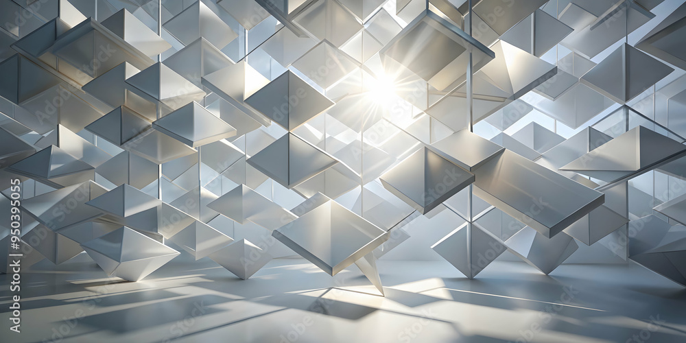 Poster crystalline sanctuary: a symphony of light and geometry, this ethereal space features a mesmerizing 