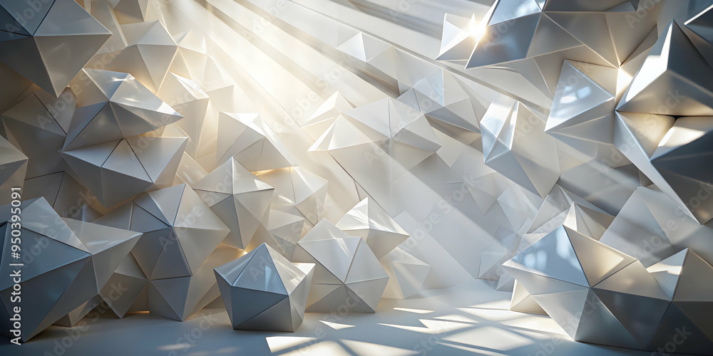 Poster crystalline sanctuary: a symphony of light and geometry, this ethereal space features a mesmerizing 