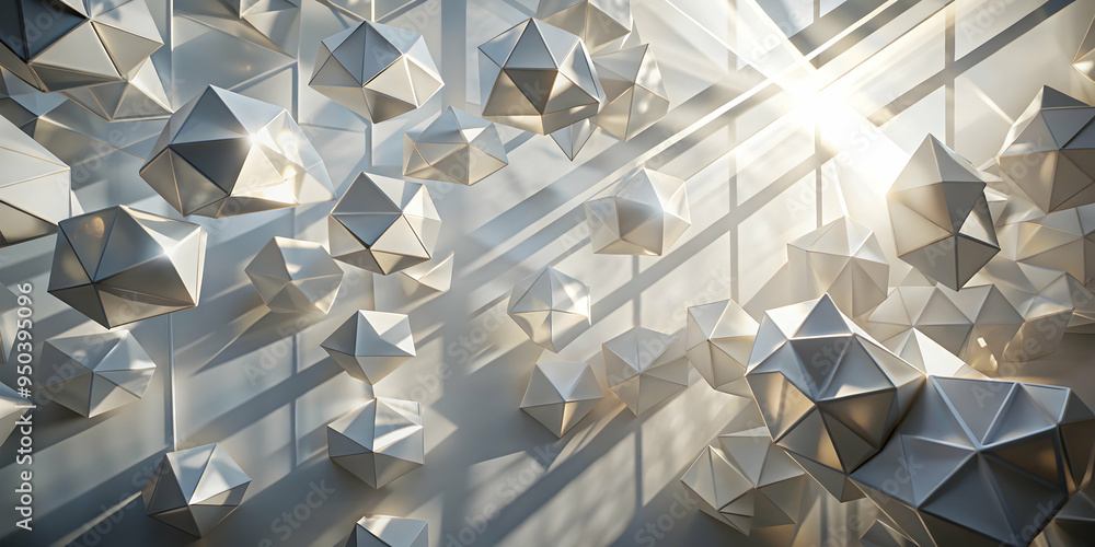 Poster crystalline sanctuary: a symphony of light and geometry, this ethereal space features a mesmerizing 