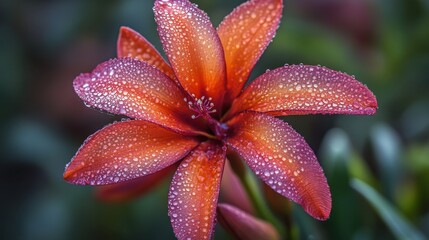Obraz premium Close-Up of a Rare Blooming Exotic Flower with Dew Drops