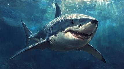 Fototapeta premium a great white shark. Great white sharks are one of the largest predatory fish in the world