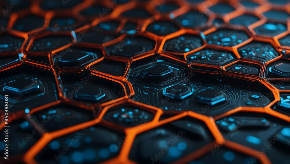 Aufkleber abstract hexagon network: a mesmerizing close-up of a futuristic honeycomb structure, with intricate