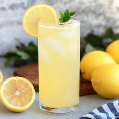 Lemonade from the USA in a tall glass, lemonade, USA, tall
