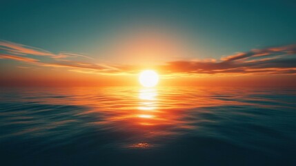 Obraz premium Golden Hour Sunset Over the Ocean: A Serene Landscape