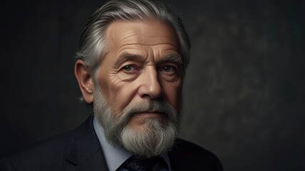 Fototapeta premium Senior old man with gray beard beauty portrait in studio 