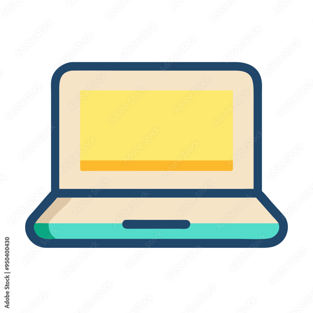 Poster icon of an open notebook with a blank screen