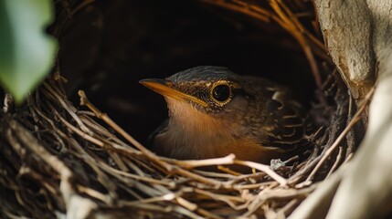 Close-up of a bird building a nest, representing the importance of protecting habitats for wildlife -