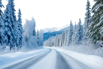 PNG Snowy winter road border, transparent background