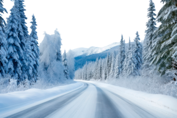 PNG Snowy winter road border, transparent background