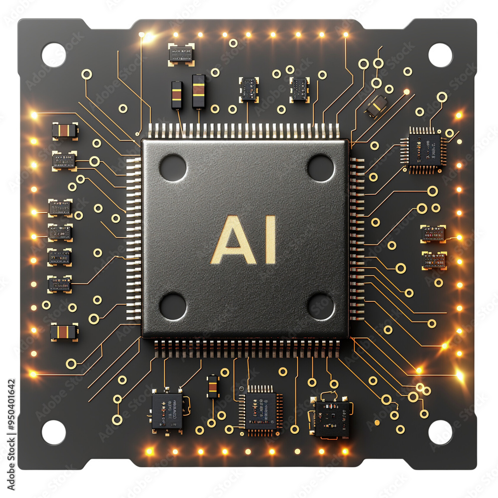 Poster golden microchips with 