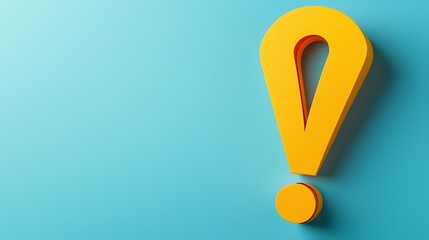 Yellow exclamation mark on a blue background, representing alert, attention or important notice, symbolizing warning, notification or announcement.