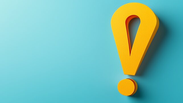 Yellow exclamation mark on a blue background, representing alert, attention or important notice, symbolizing warning, notification or announcement.