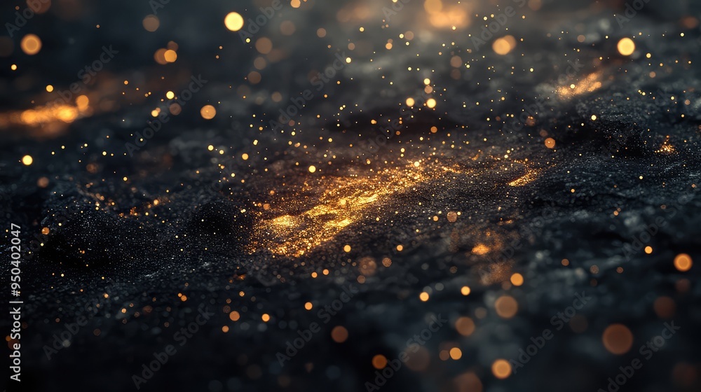 Aufkleber fragments of light: glowing fragments of light scattered across a dark, textured surface, creating a