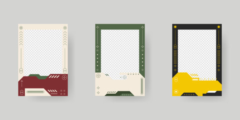 Collection of player frames template. Cyberpunk style. Game card frame mockup template design. © 7AM