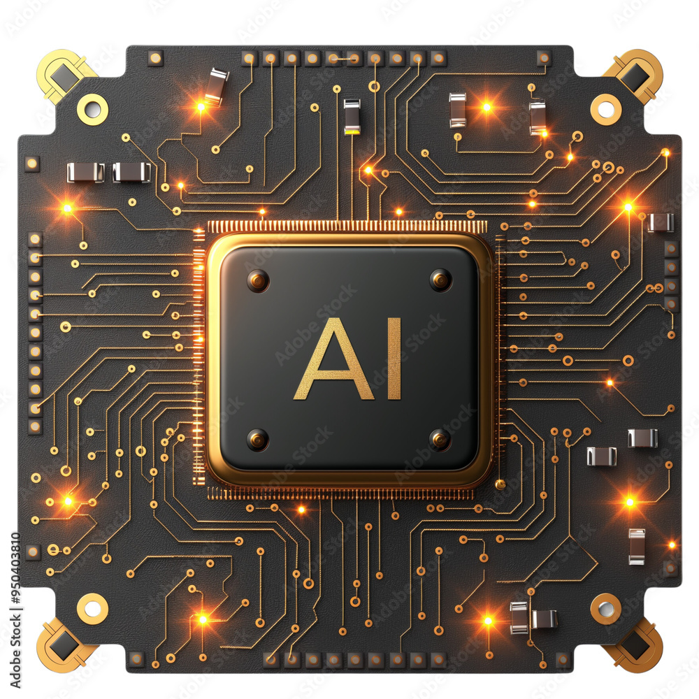 Poster golden microchips with 