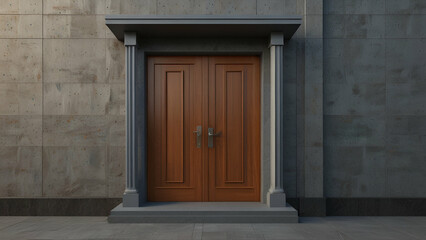 Fototapeta premium Architectural design of a building featuring a stylish and modern house door.