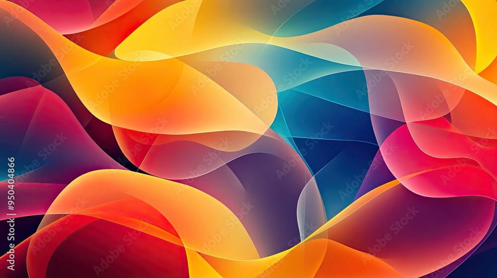 Poster Creative vector background with overlapping transparent shapes and bright colors, creating depth and interest