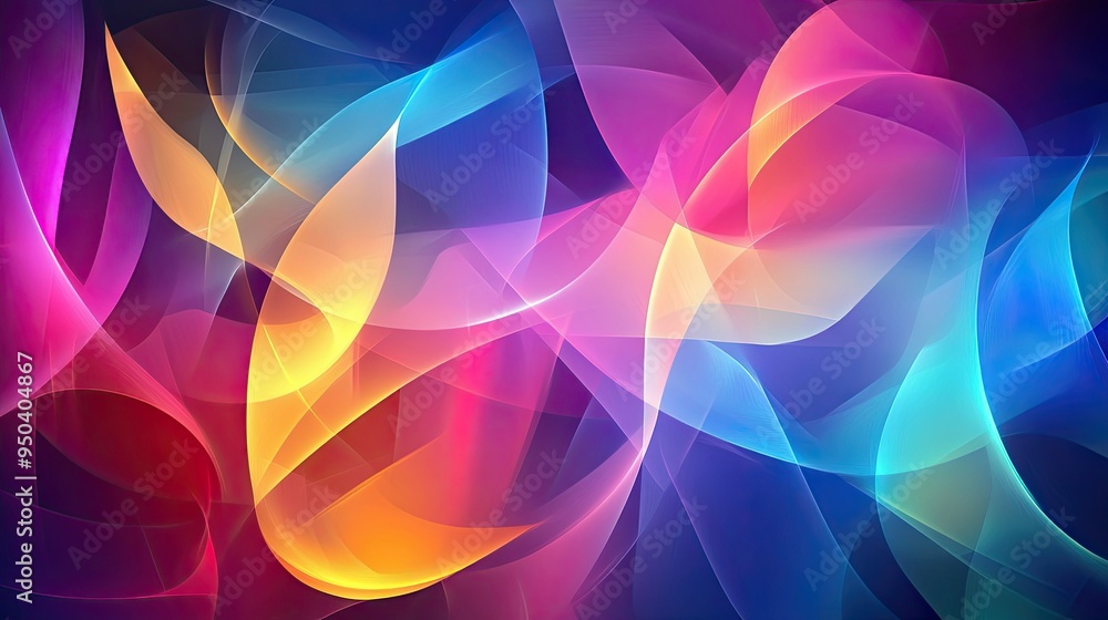 Poster Creative vector background with overlapping transparent shapes and bright colors, creating depth and interest