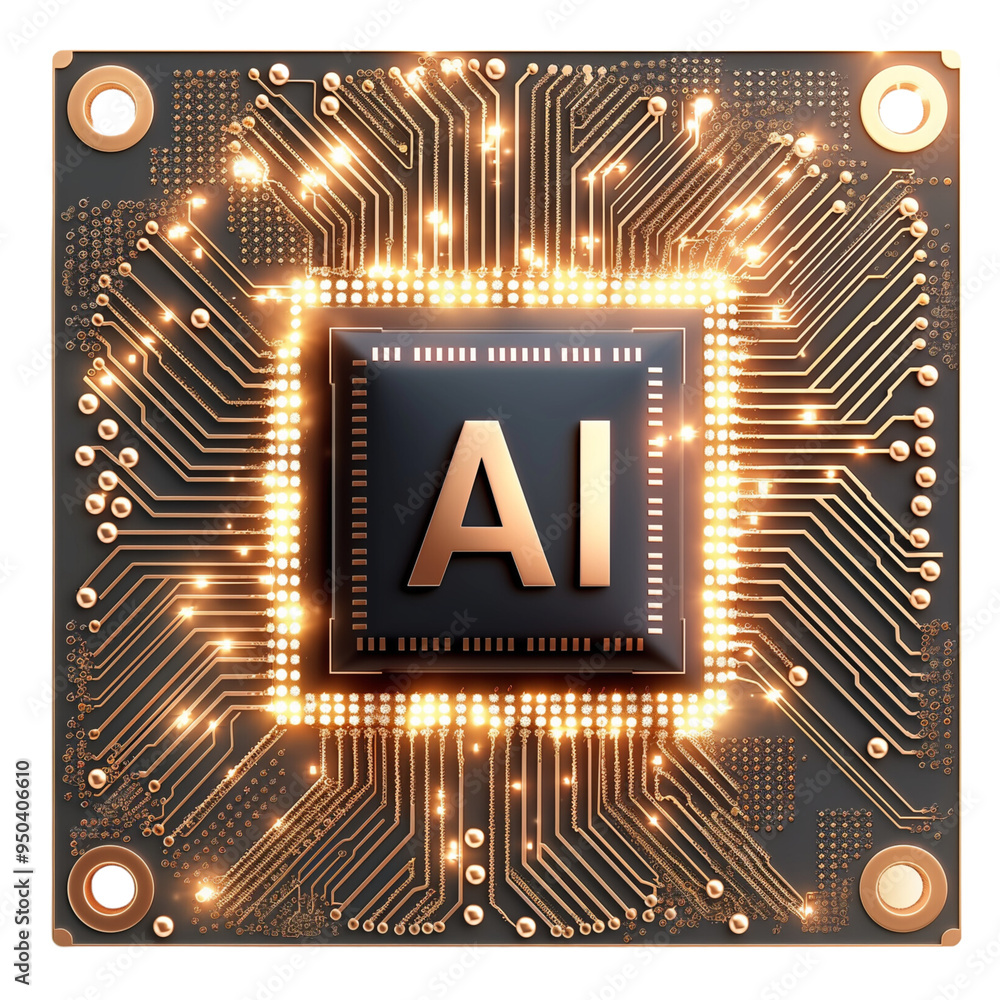 Poster golden microchips with 