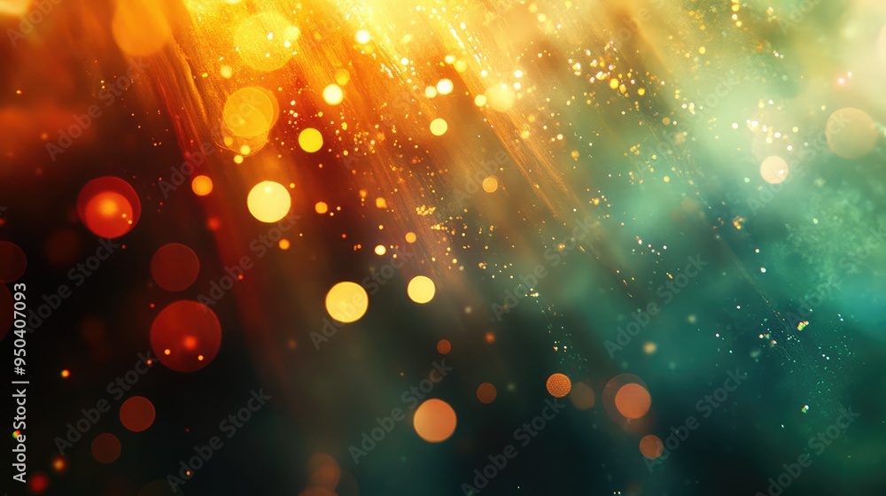 Poster fragments of light: soft, glowing light fragments intersecting with dark, moody colors, creating a m