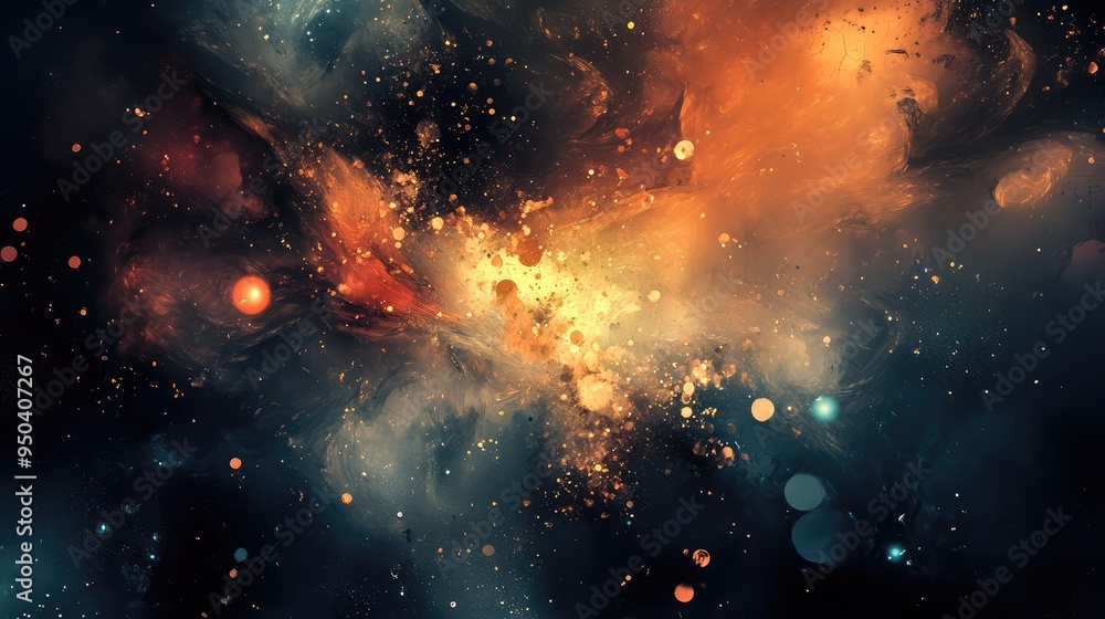 Poster fragments of light: soft, glowing light fragments intersecting with dark, moody colors, creating a m